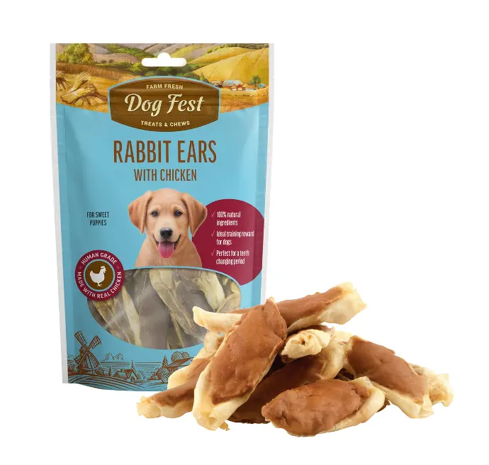 Rabbit ears with chicken (90g) for Puppies