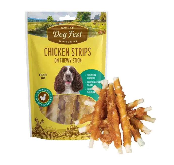 Chicken strips on chewy stick (90g) for Dogs